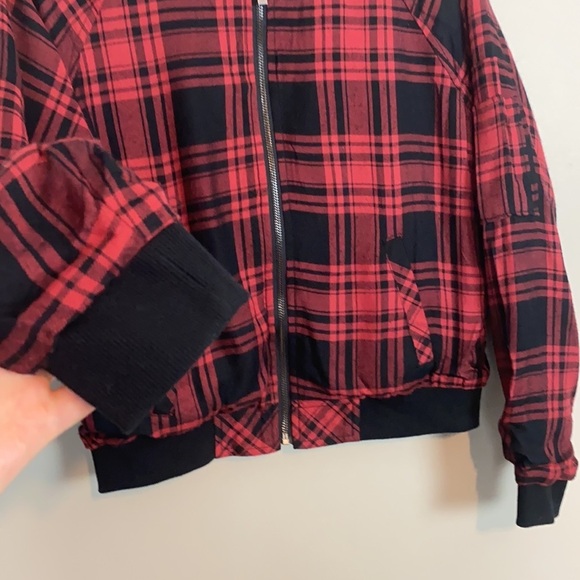 Sanctuary Dylan Red Plaid Bomber Jacket Size Small - Picture 13 of 16